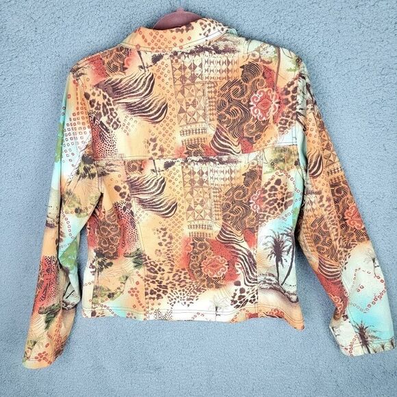 Maggy London Jacket Blazer Womens 12 Full Zip Colorful Africa Animals Artsy - Picture 16 of 16